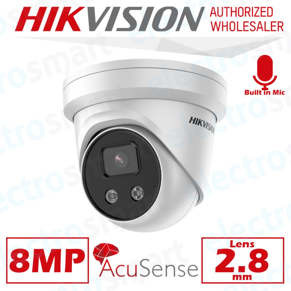 DS-2CD2386G2-IU(2.8mm) Hikvision 8MP 4K AcuSense Fixed Turret Network ...